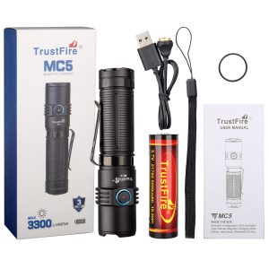 Taskulamppu Trustfire MC5 3300 lumen toimituslaatikko