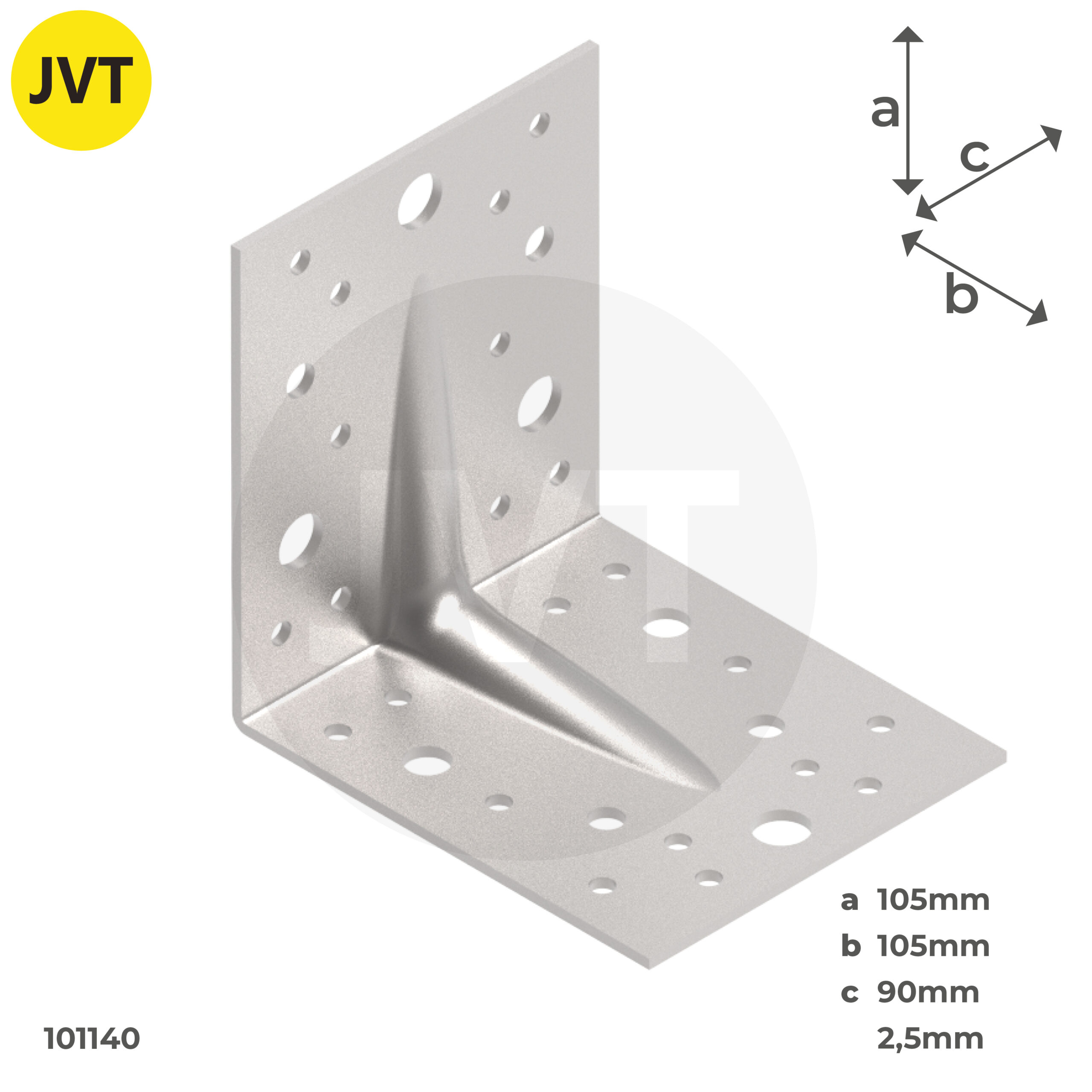 Kulmalevy 105x105x90x2,5 vahvistettu rst A2 JVT Fasteners