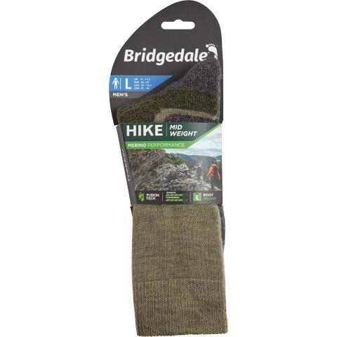 Bridgedale Hike Midweight Merino Performance Boot Olive myyntipakkaus