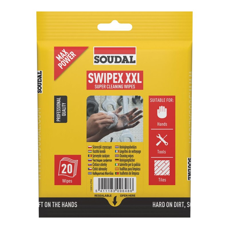 Soudal Swipex XXL puhdistuspyyhkeet 20 kpl – SKU 120874