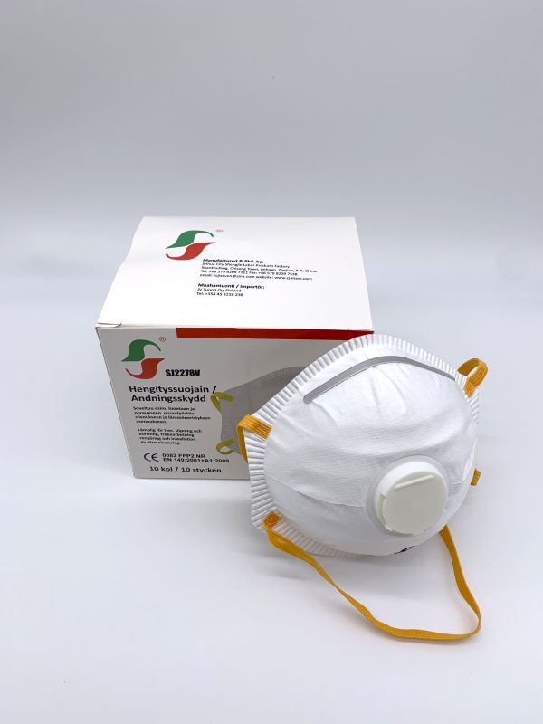 Hengityssuojain SJ2278V FFP" venttiilillä 10 kpl pakkaus ja suojain